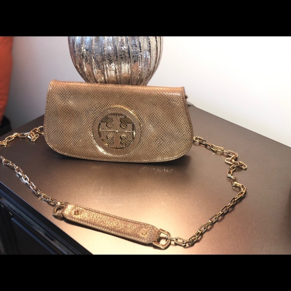 Limited Edition Gold Snakeskin Tory Burch Clutch - Picture 3 of 6
